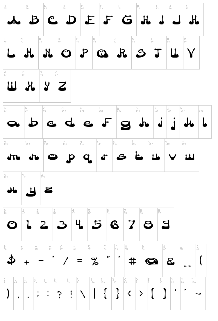 Arabian Prince font map